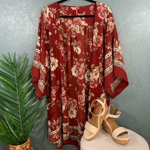 Paolino Wine Floral Kimono 🌸